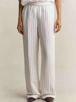 STRIPED LINEN BLEND PULL ON PANTS DAM