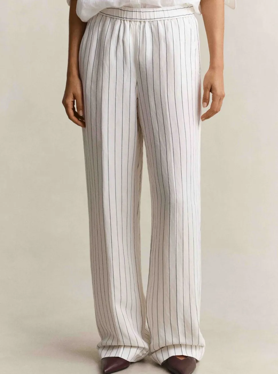 STRIPED LINEN BLEND PULL ON PANTS DAM