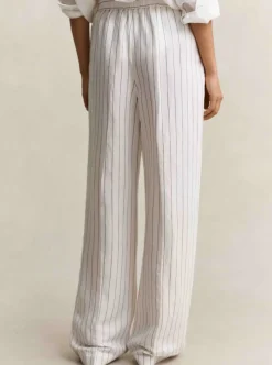 STRIPED LINEN BLEND PULL ON PANTS DAM