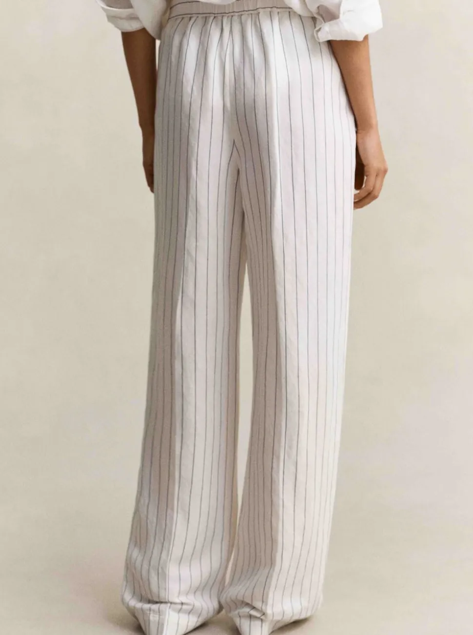 STRIPED LINEN BLEND PULL ON PANTS DAM