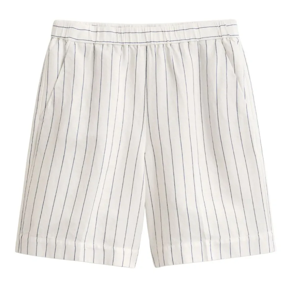 STRIPED LINEN BLEND PULL ON SHORTS DAM