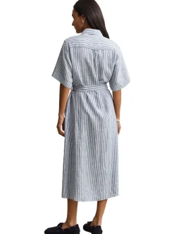 STRIPED LINEN SHORT SLEEVE SHIRT DRESS