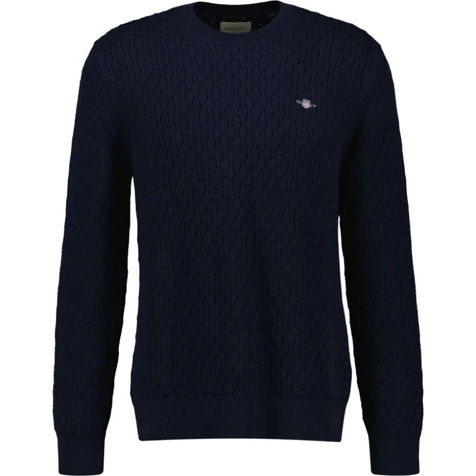 Textured Cotton Crew Neck Herr