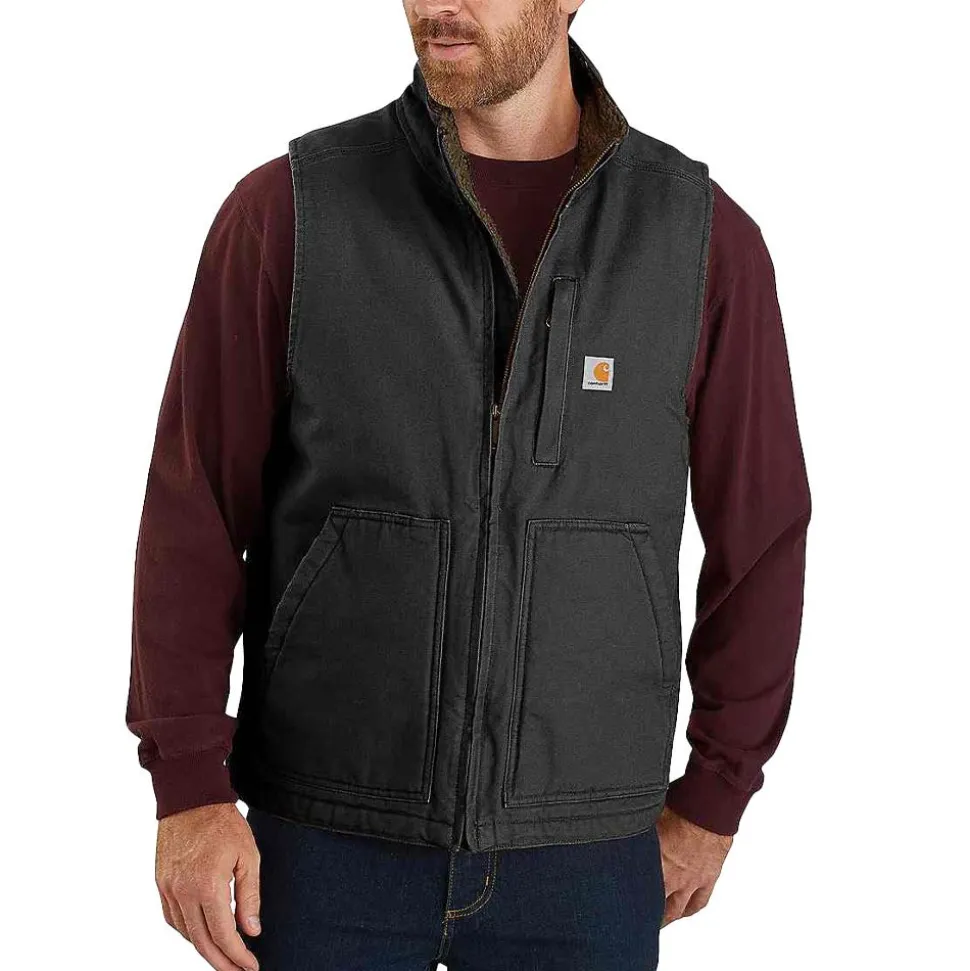 Washed Duck Lined Mock Neck Vest Herr