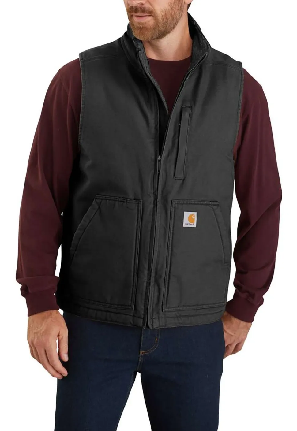 Washed Sherpa Lined Vest Herr